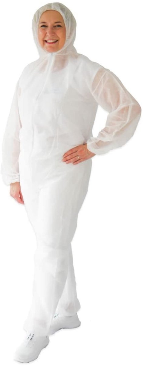 Famanu – Beschermpak wit maat XXXL – Set van 10 ademende werkoveralls met capuchon – Latexvrij