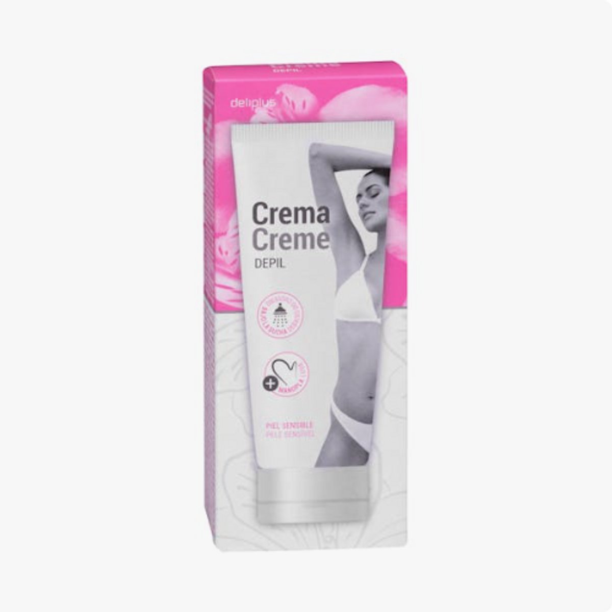 Deliplus ontharingscrème - gevoelige huid - voor gebruik onder de douche - inclusief handschoen - 200 ml