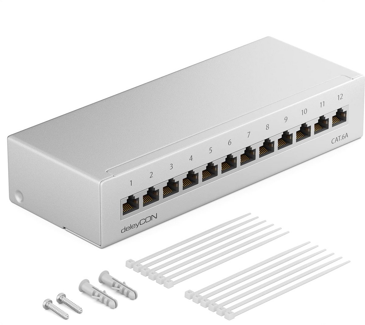 Afgeschermd CAT 6a Patchpaneel 12 Poorten 1U voor Netwerkinstallatie (Desktop en Wandmontage)