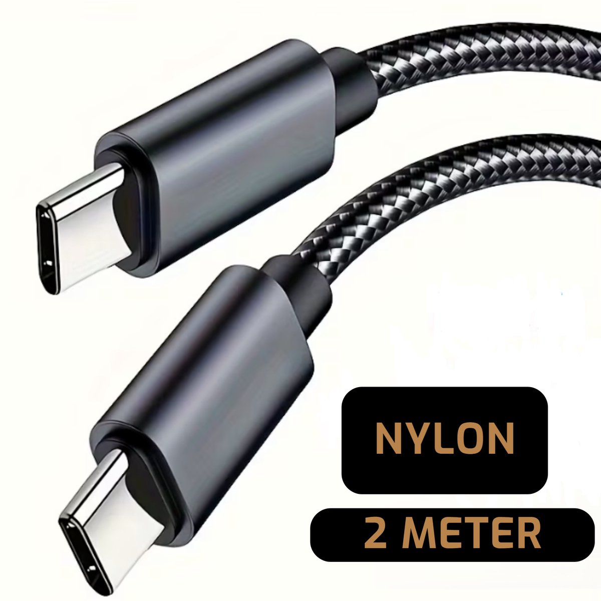 LUKARDIE® 60W USB-C naar USB-C Kabel – 2 Meter – 6A Fast Charge Snellaadkabel – Gevlochten Nylon – Geschikt voor Samsung, iPad Pro, MacBook, Xiaomi & Huawei – Zwart