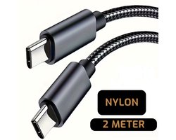 LUKARDIE® 60W USB-C naar USB-C Kabel – 2 Meter – 6A Fast Charge Snellaadkabel – Gevlochten Nylon – Geschikt voor Samsung, iPad Pro, MacBook, Xiaomi & Huawei – Zwart