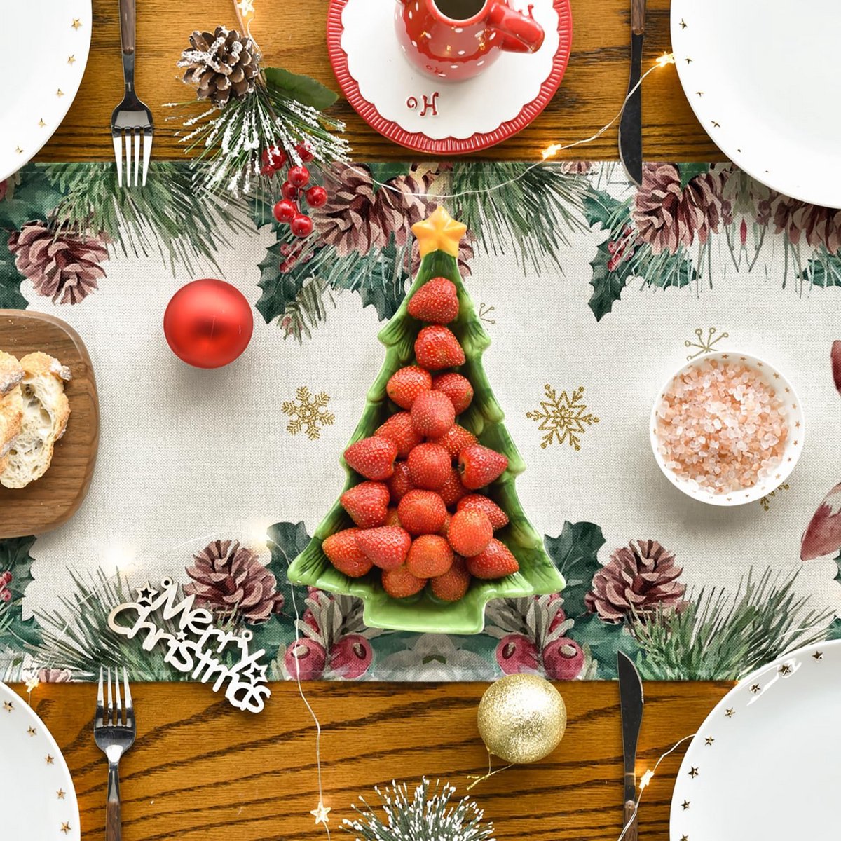 Tafelkleed Kerst Sneeuwvlok Rendier Tafelrunner Winter Decoratie 40x180 cm
