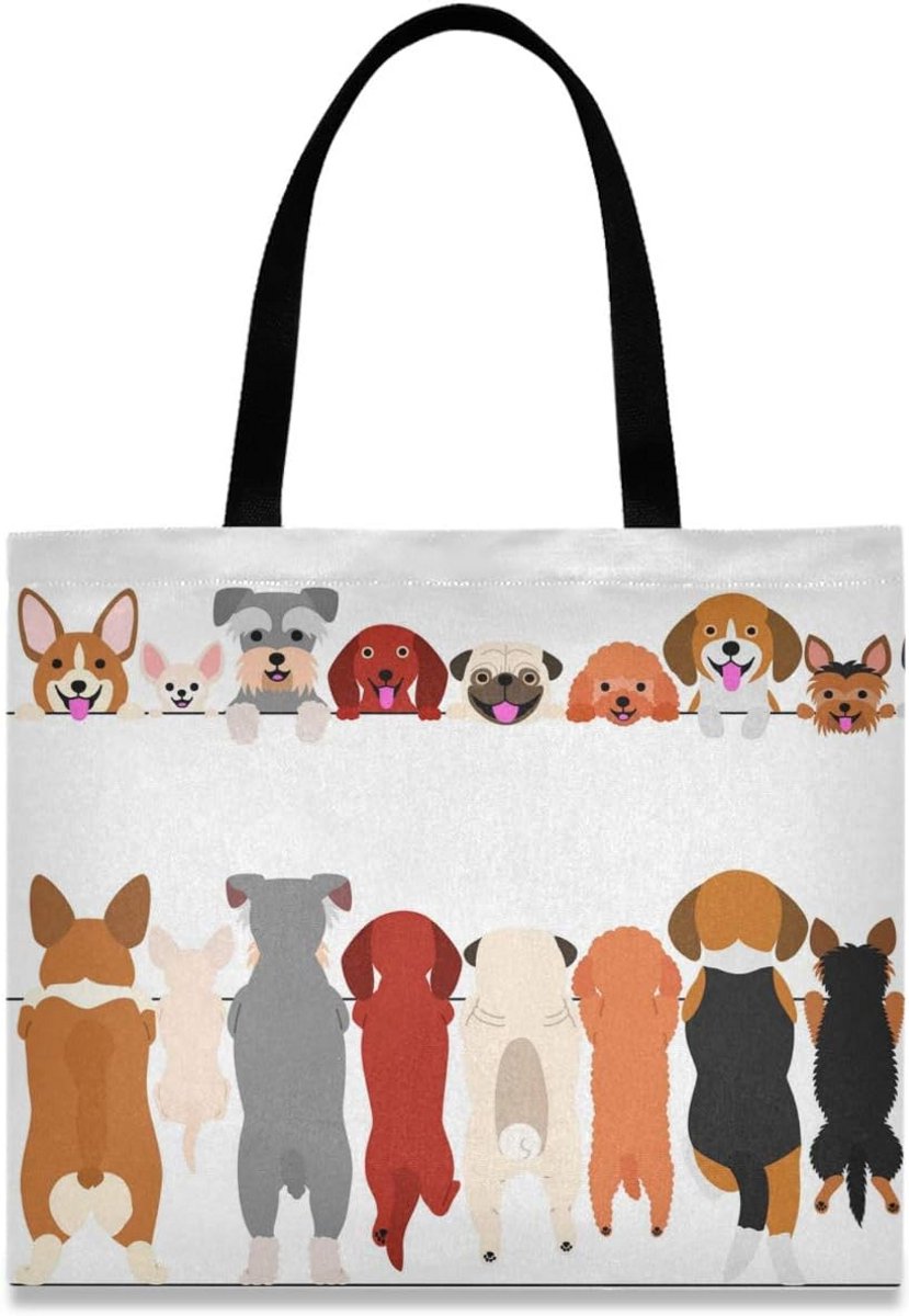 Grote Canvas Tote Bag Schoudertas Dames - Stevige Winkeltas voor Strand en School