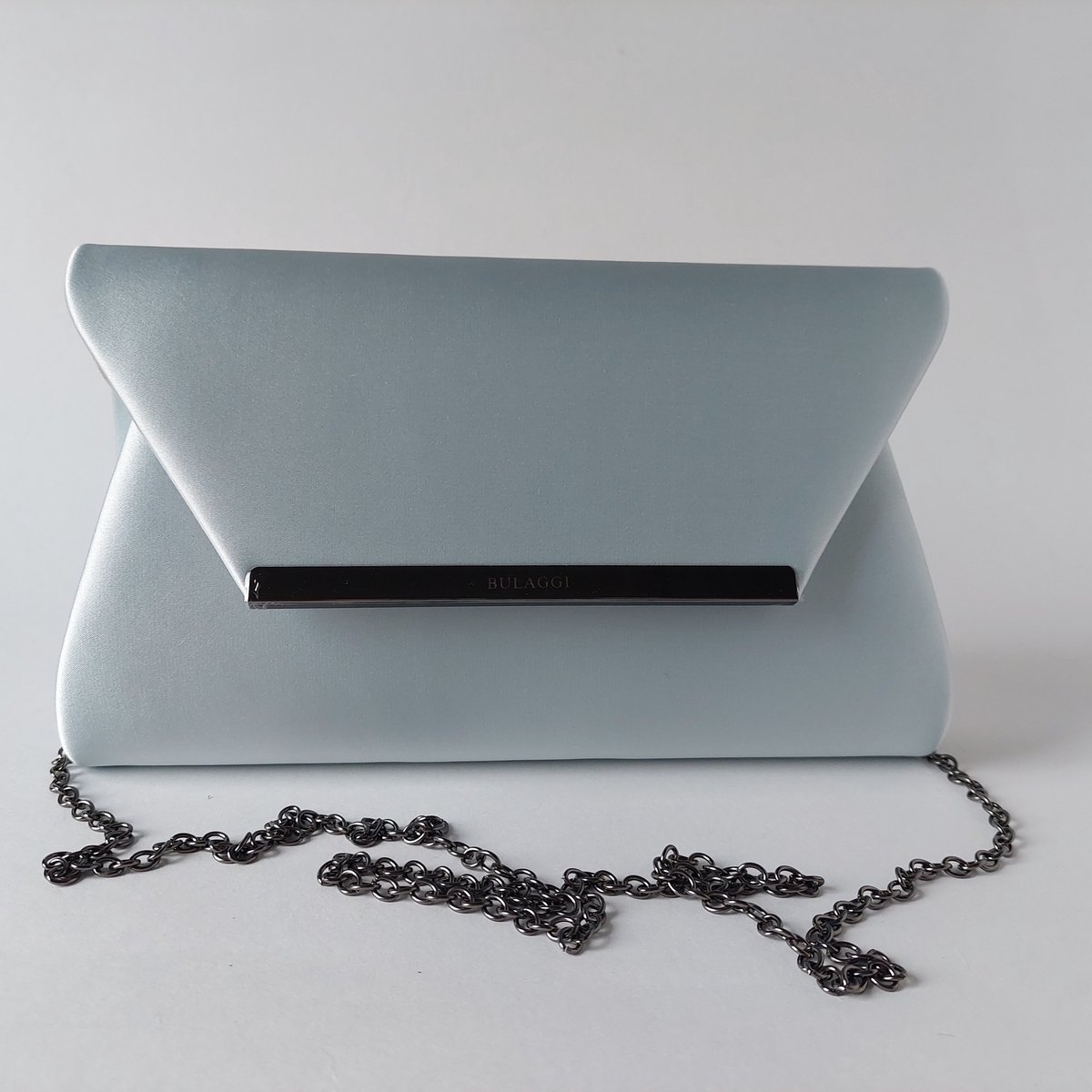 Ruime Clutch Dames - Pastelblauw Satijn - Luxe Avondtas