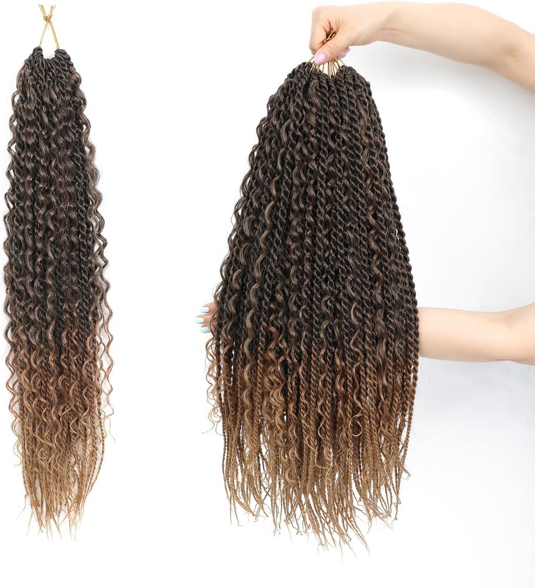 Boho Twist Vlecht Haar Crochethaar Pre-Looped voor Zwarte Vrouwen, 8 Bundels, 22 Inch