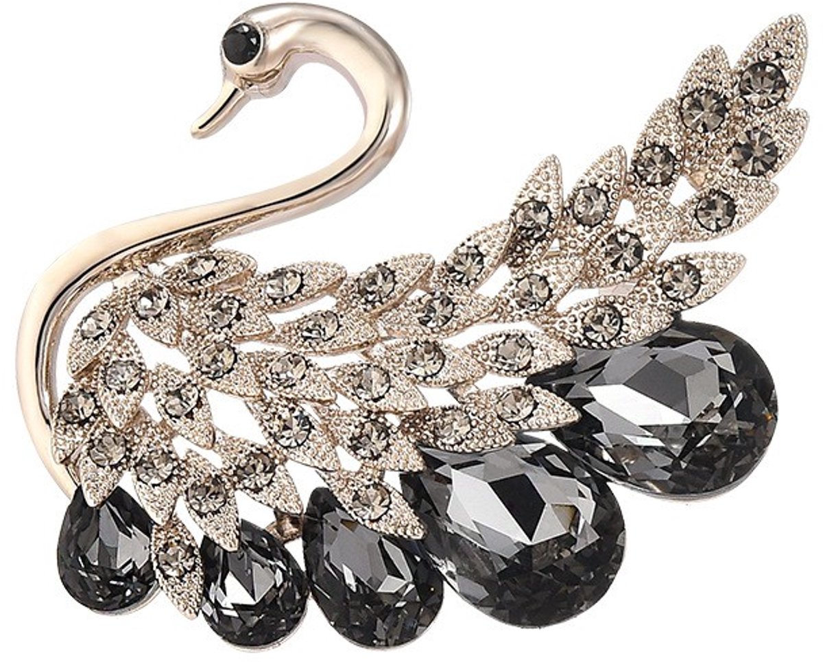 Goldpulse Broches - Dames Broche - Luxe Vintage Zwaan Broche met Hoogwaardige Zirkonia – Stijlvol en Elegant - Dames Accessoires-DamesSieraden