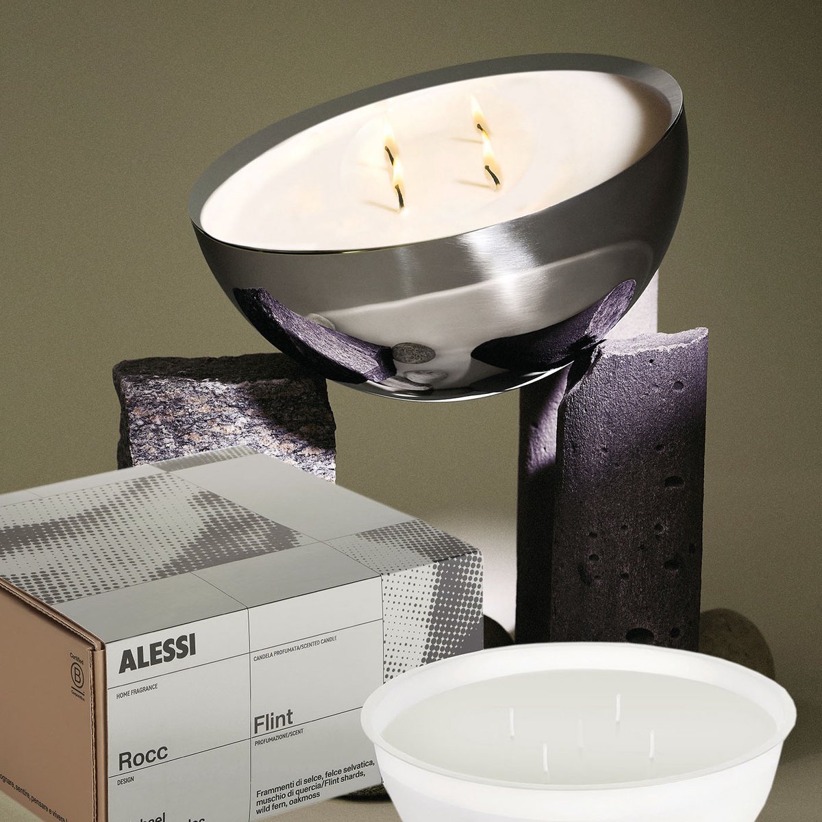 Alessi Rocc-Set-Medium-Flint-Geurkaars-mét-Container