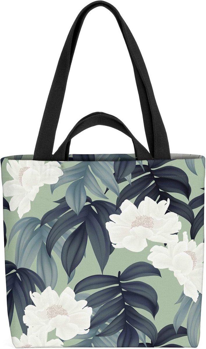 Grote Boodschappentas met Pioenroos Bloempatroon - Herbruikbare Shopper Tas