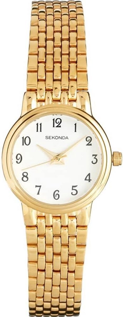 Dames Horloge Goudkleurig Met Witte Wijzerplaat - Analoge Quartz Tijdsaanduiding en RVS Band