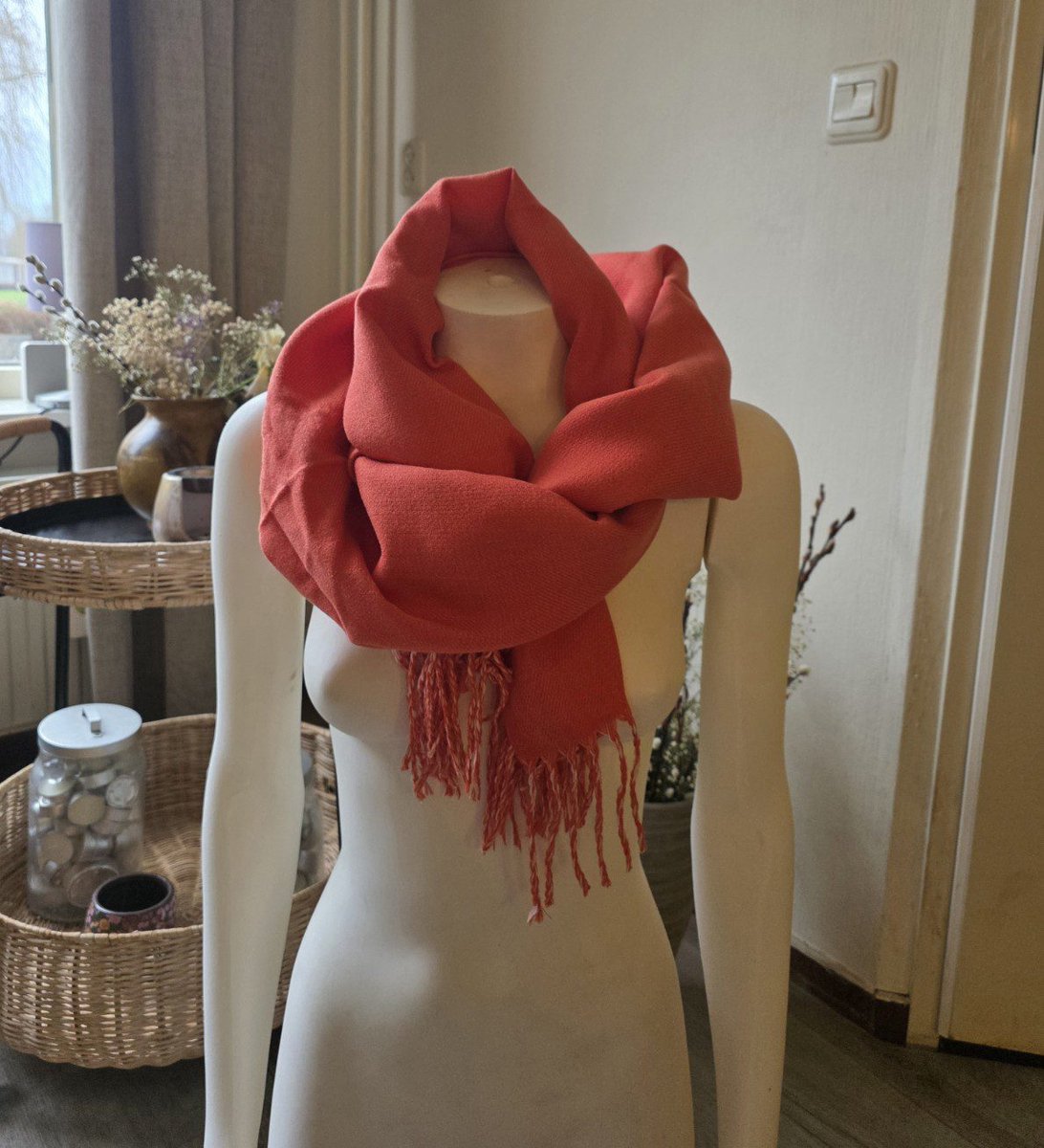 Heerlijk warme sjaal effen ORANJE herfst - winter - wol en viscose - warme scarf 1st