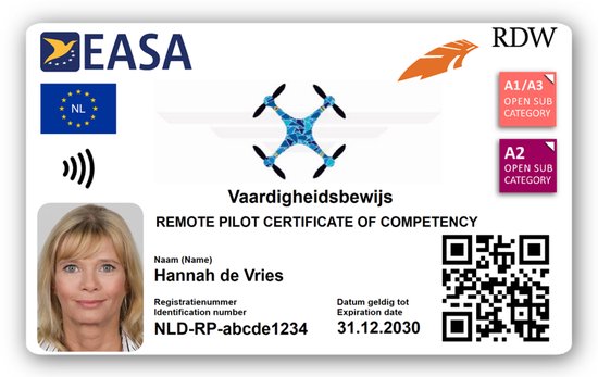Pasje.pro - NFC Drone Vliegbewijs met Pasfoto - Contactless