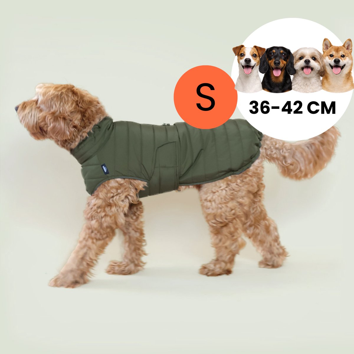 Furry Original® Honden Jas Waterdicht - Puffy Winter & Regenjas - S 36-42 cm - Verstelbare Winterjas met Rits voor Tuig - Lichte Hondenjasjes voor Teckel & Kleine Hond - Snel aan/uit - Kleding