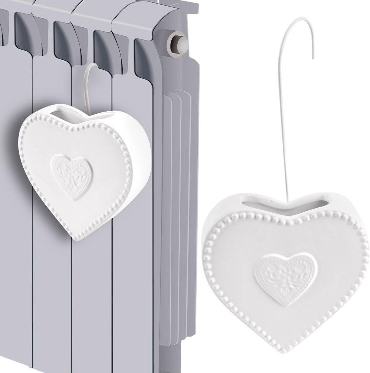 Radiator Verdamper Keramiek Wit Hart Set van 3