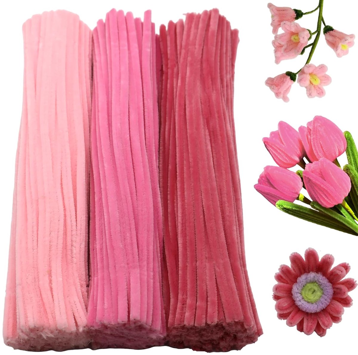 Pijpenragers Knutselset - Chenille Stelen - DIY Projecten - 300 Stuks - 32cm Lengte - Roze Serie