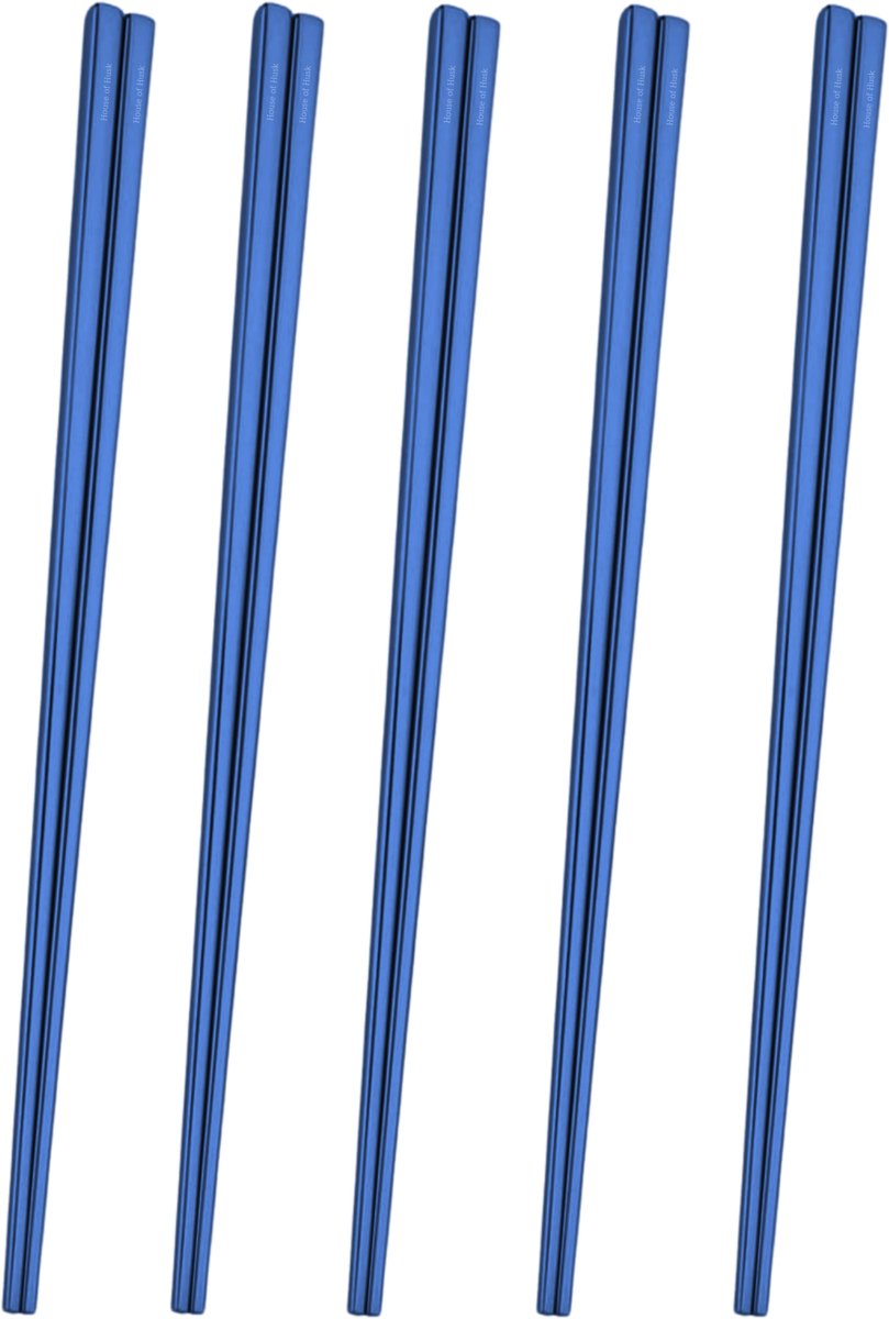House of Husk Chopsticks Set - Koreaanse Eetstokjes - Vaatwasserbestendig - RVS - 5 Paar - Donker Blauw