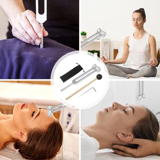 128 Hz Stemvork Met Hamer - Essentieel voor Yoga, Healing/klanktherapie - voor Helende Chakra, Klanktherapie, Stressvermindering - Aluminium van Merkloos — afbeelding 4