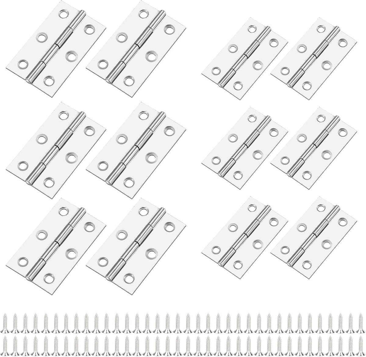 Vouwscharnieren Set - Kast Scharnieren - Kastdeuren Monteren - Roestvrij Staal - 6 Grote 6 Kleine