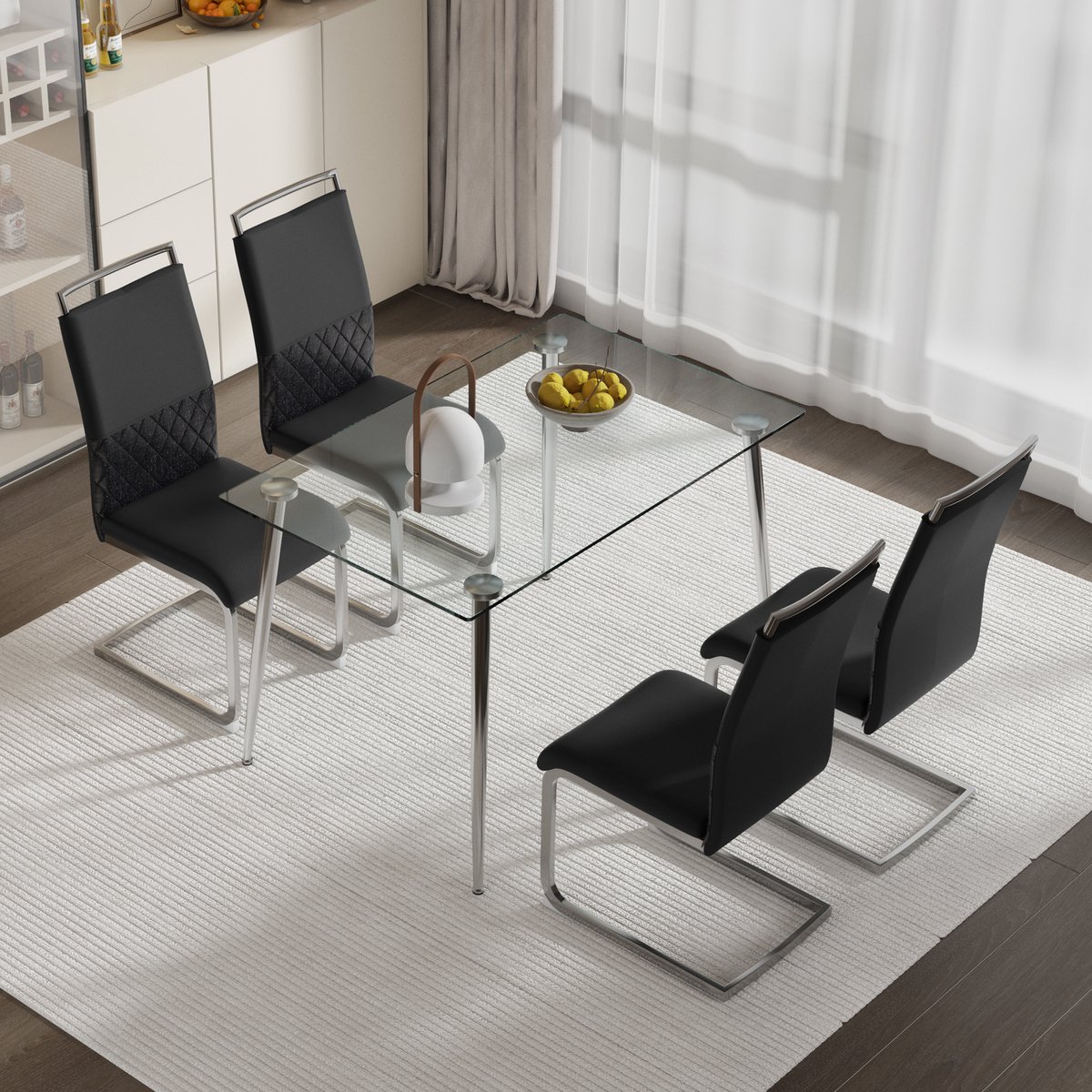 HAUSS SPOLE Eetkamerstoel - Modern Ergonomisch Design - Comfortabele Zitting Met Hoge Rugleuning - Voor Eetkamer En Kantoor - Zwart