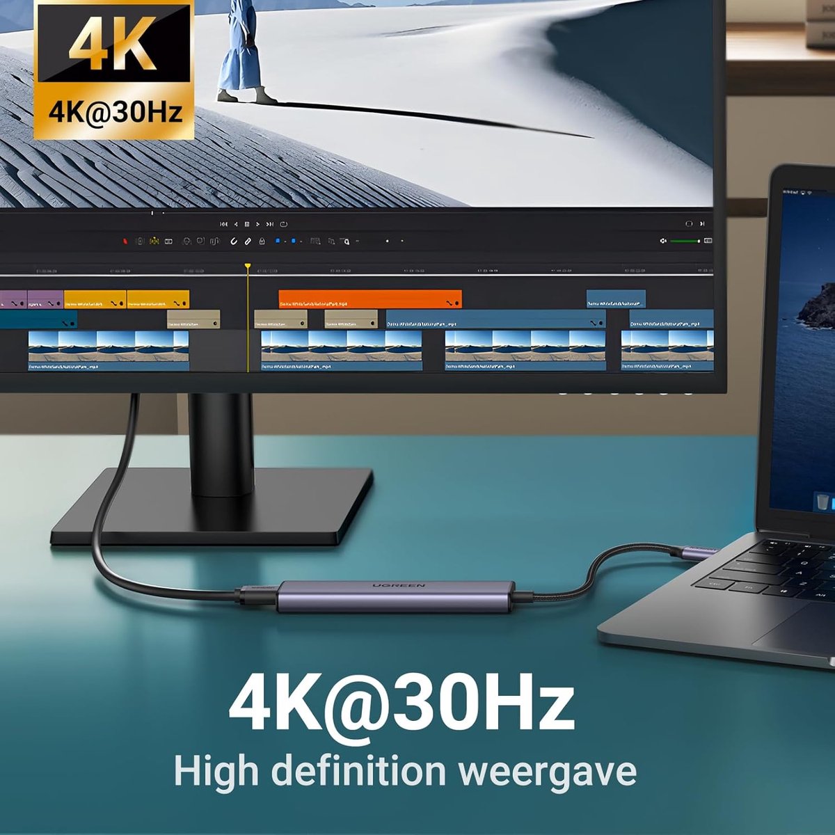 USB-C Hub 5-in-1 met 100W PD opladen, 4K HDMI, 3x USB A poorten, compatibel met iPhone 15, MacBook, Galaxy S24 - Afbeelding 5