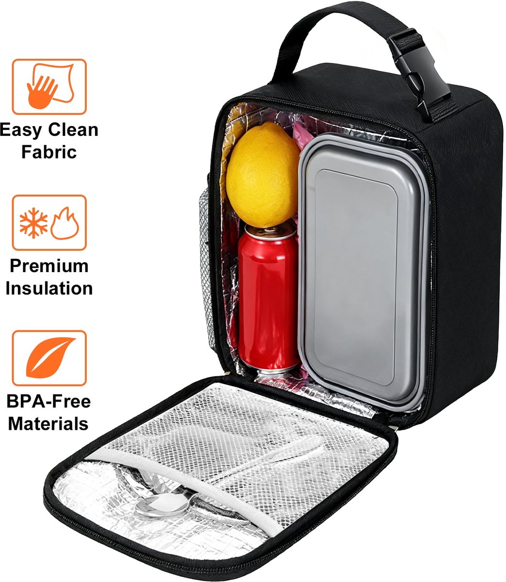 Geïsoleerde lunchbox Geschikt voor mannen en vrouwen, lekvrije en koelende lunchtas met 4 vakken, perfect Geschikt voor werk, picknicks en reizen (zwart). — cadeau in Koken & Dineren - foto 4