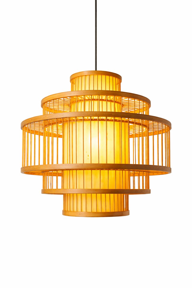 Bamboe Hanglamp – Ø40 x 40 cm – Japandi – Licht naturel – Handgemaakt – E27 – Design Lamp