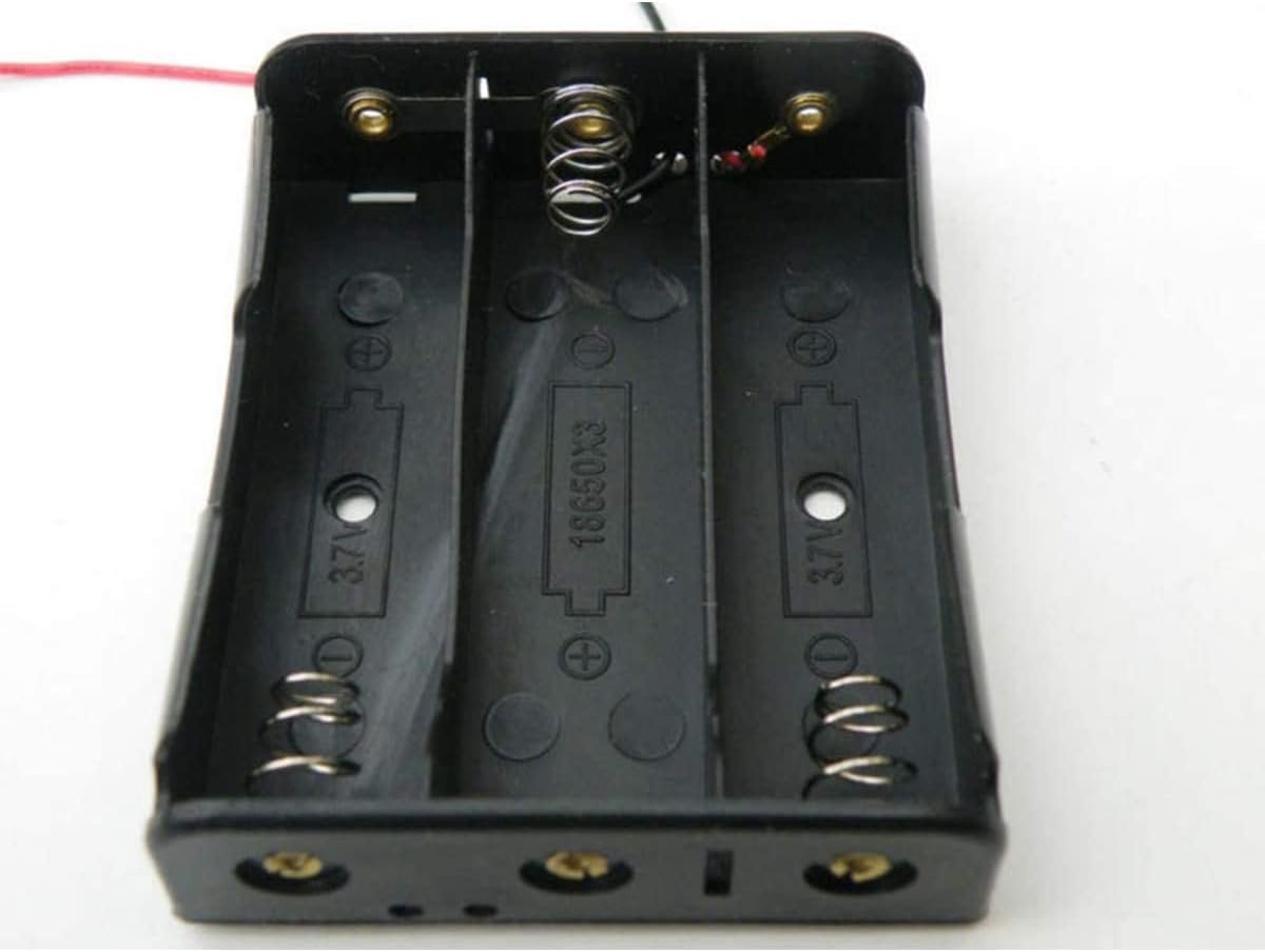 Batterij Houder - Batterij Case - Energie Opslag - 3 Slot Parallel - 3.7 Volt - Zwart