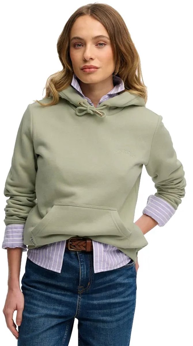 Superdry Essential Logo Geborduurde Hoodie Dames Hoodies Dusty Sage