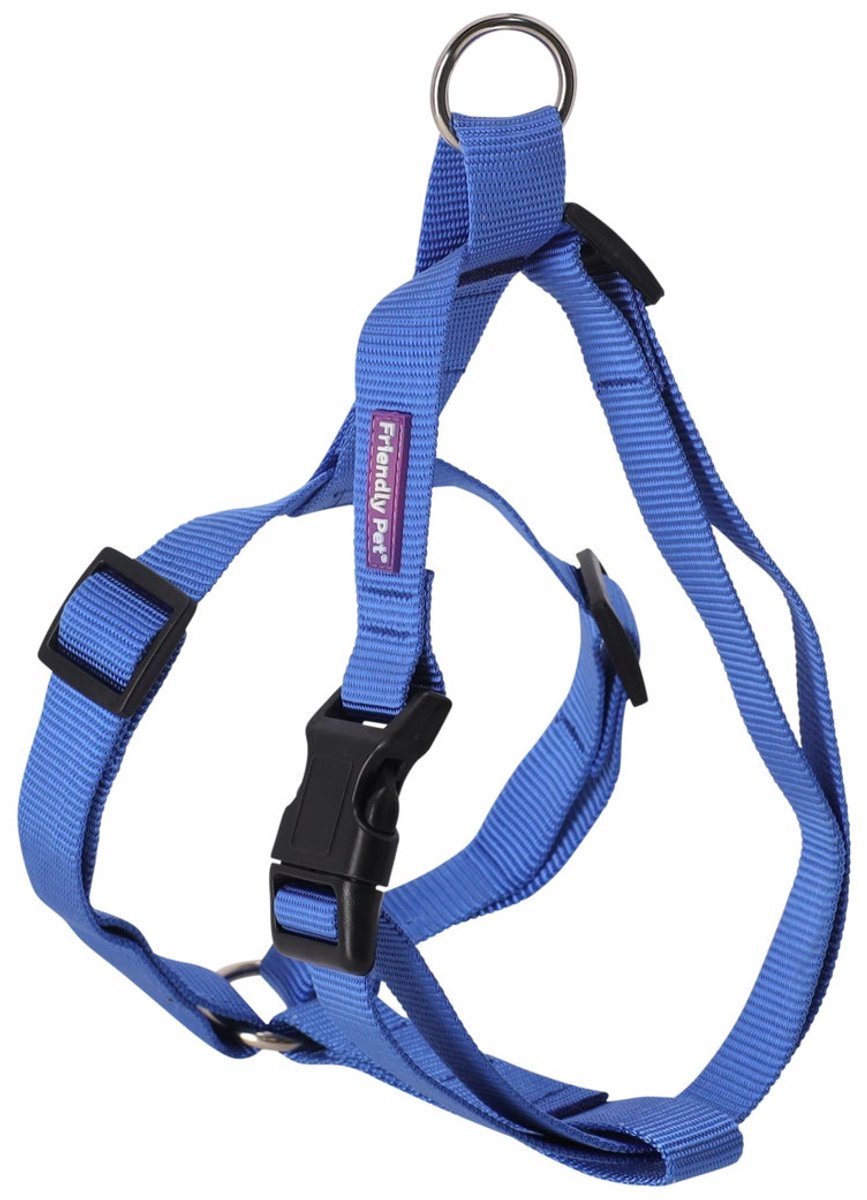 Luxe Hondentuig Blauw – Verstelbaar 55-80 cm – Comfortabel Anti Trek Harnas – 25 mm – Premium Nylon voor Middelgrote Honden