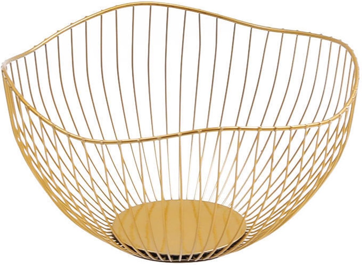 Fruitmand Draad - Fruit Houder - Keuken Decoratie - Bloem Vorm - 25.5 cm - Goud