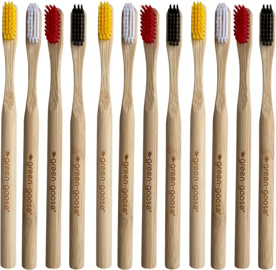 Merchannice Bamboe Tandenborstel - 10 Stuks - Bamboe - Zwart & Zacht