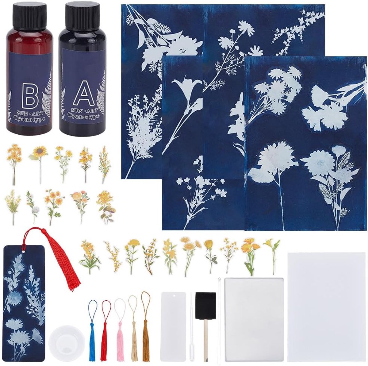 Zonneprint Papier - Cyanotype Kit - DIY Knutselen - 30 A4 Vellen - 29.7 x 21 cm - Blauw