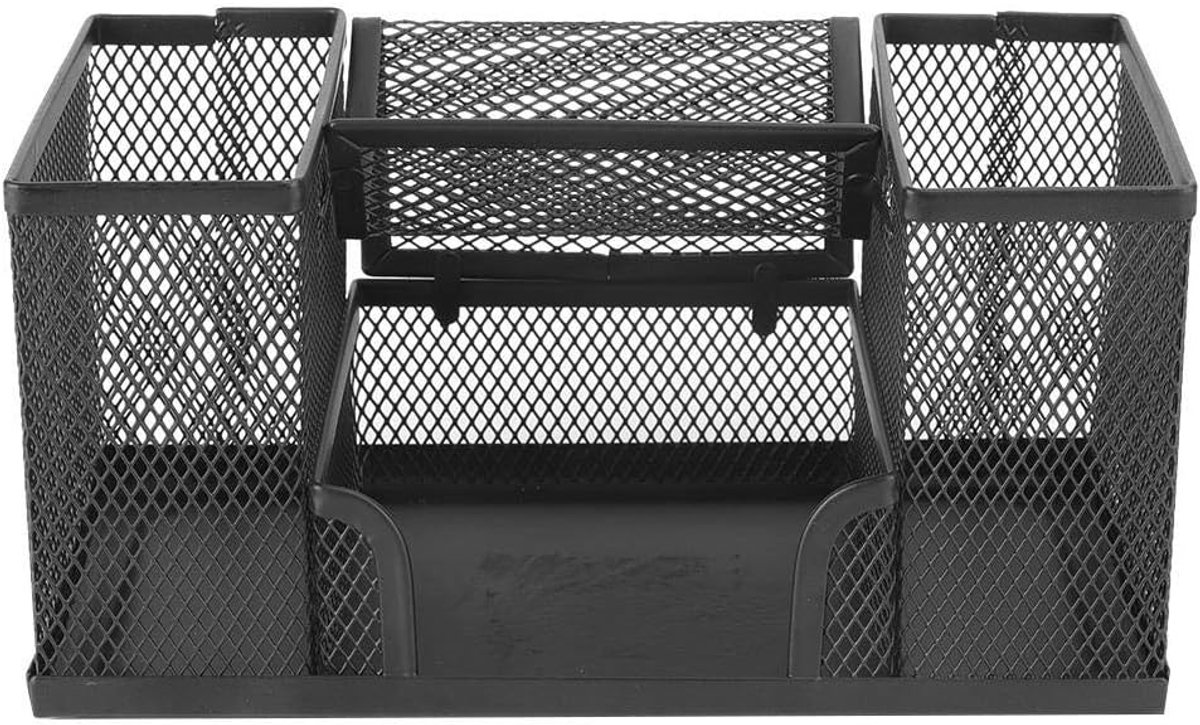 Bureau Organizer - Penhouder Bureaublad - Bureau Opruimen - Vier Vakken - 20x10cm - Zwart