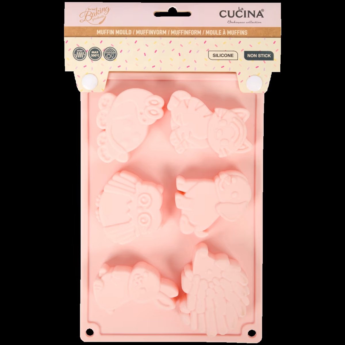 La Cucina - silliconen bakvorm cupcake / muffin vorm 6 vaks Bos Dieren