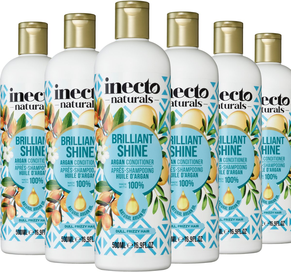 Inecto Naturals Argan Brilliant Shine Conditioner - 6 x 500ml - Voordeelverpakking