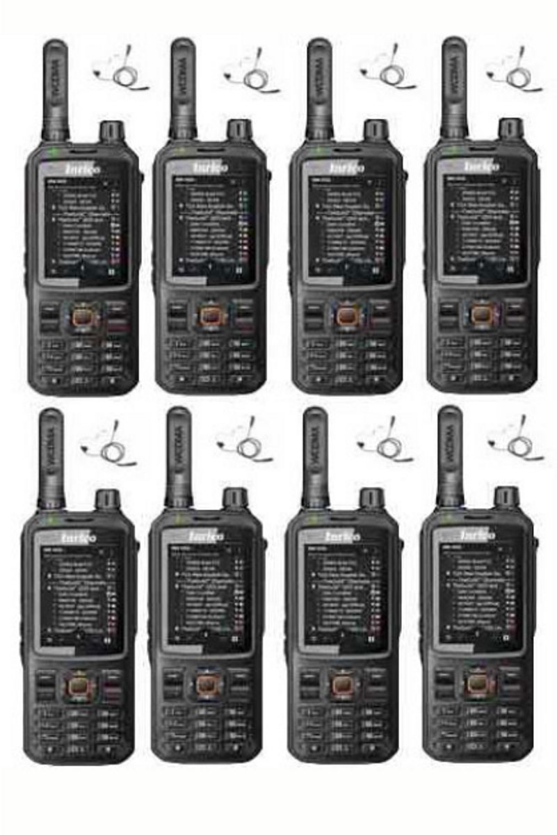 Set van 8 Inrico T320 V2 4G LTE Zello Portofoon, GPS, Wifi met beveiliging oortje