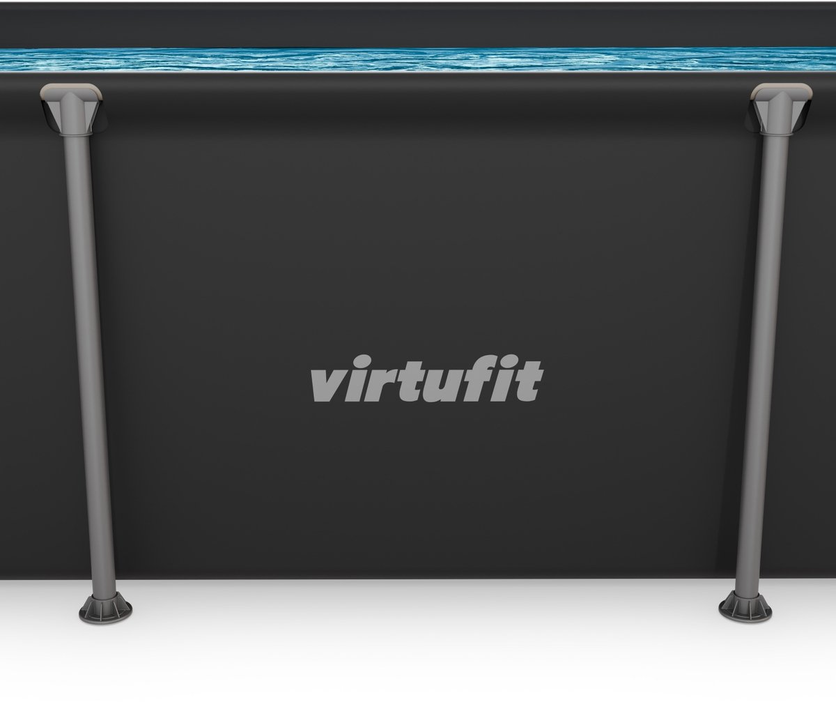 VirtuFit Rechthoekig Zwembad 260 x 180 x 66 cm - Incl. Filterpomp - Opzetzwembad - Duurzaam & Veilig Stalen Frame - Antraciet — afbeelding 13