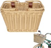 Fietsmand - Fietsmandje Meisjes - Fietsmand Kinderfiets - Rieten look - Fietsmandje - Stuurmand - rieten kleur - 25×18×15cm