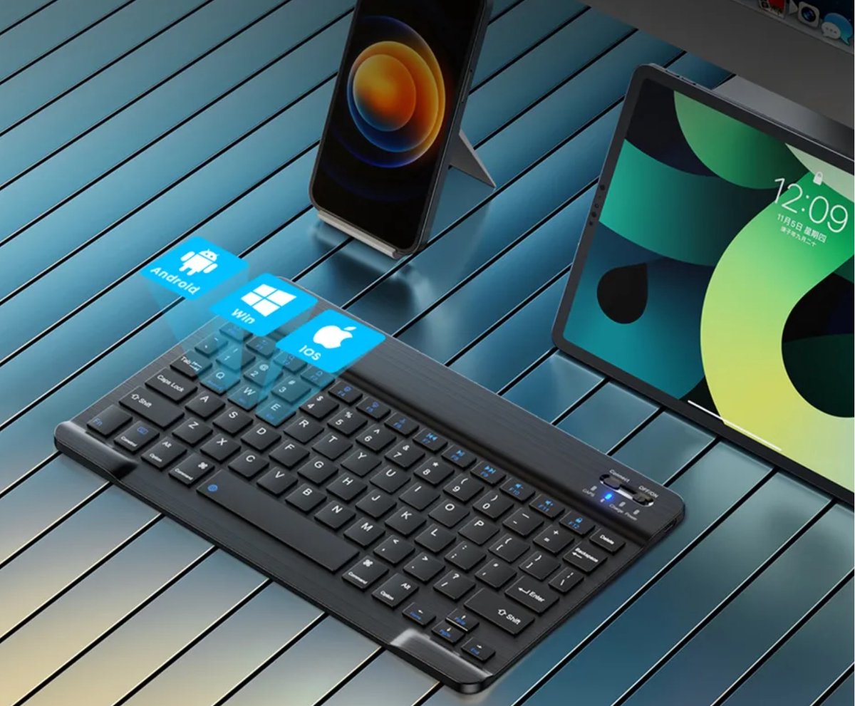 EtuiTab - Draadloos Bluetooth Toetsenbord - Geschikt voor Samsung, Apple, Lenovo, Xiaomi, Huawei — cadeau in Gadgets - foto 6