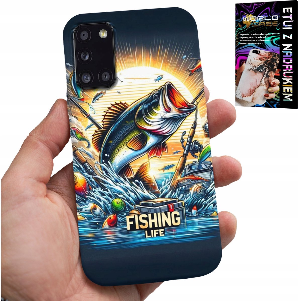 HOESJE VOOR SAMSUNG GALAXY A31 - PATRONEN VOOR VISSERS, VISSEN, KABELJAUW, ZALM