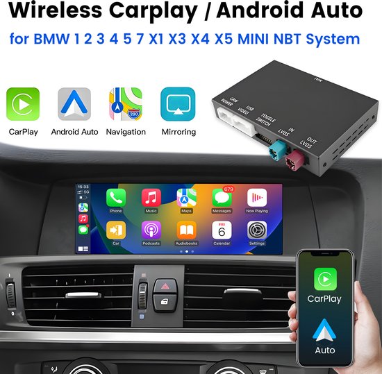 Autoradio Draadloze Carplay Android Auto Interface Module Geschikt Voor BMW NBT-Sistema - BMW MINI X1 X3 X4 X5 F10 F15 F20 F21 F23 F25 F26 F30 F48