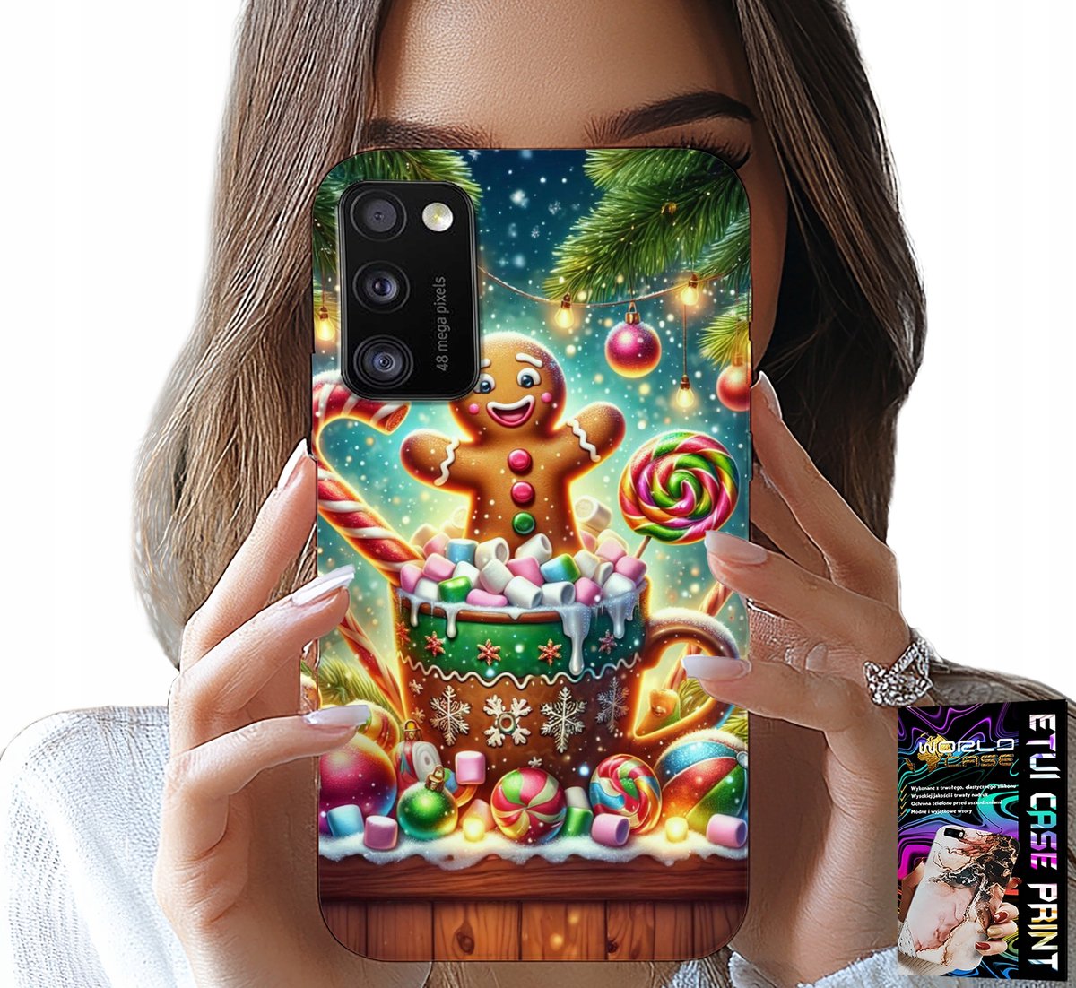 HOESJE VOOR SAMSUNG GALAXY A41 - PEPERKOEK KERSTPATROON + GLAS