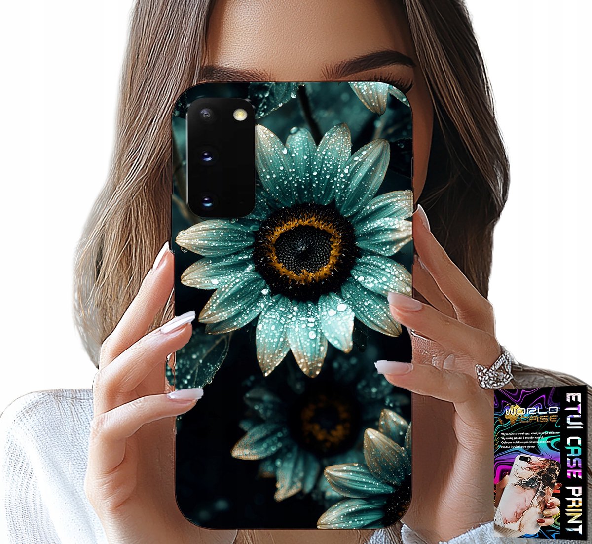 HOESJE VOOR SAMSUNG GALAXY S20 - BLAUWE GERBERA + FILM