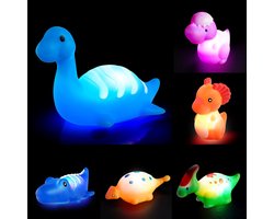 6 stuks lichtgevende dinosaurusbadspeeltjes, zonder gaatjes, geschikt voor kinderen, baby's en peuters, ideaal voor in bad, verjaardags- of Valentijnscadeaus voor jongens en meisjes, perfect voor onder de douche, in bad of in het zwembad.