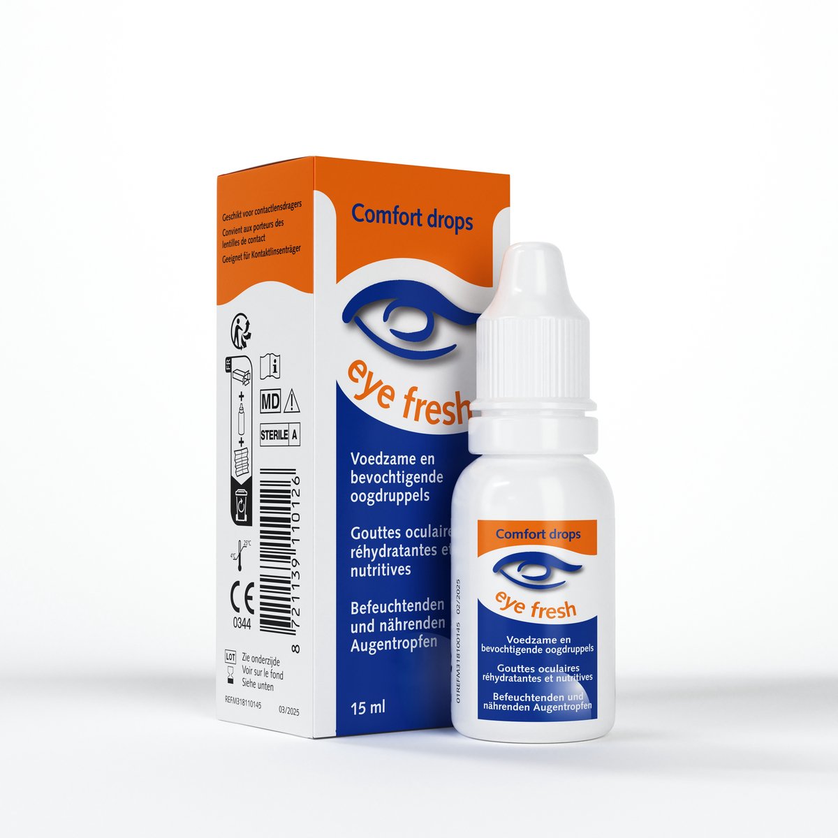 Eye Fresh Comfort Oogdruppels - 2 x 15 ml - Met Dexpanthenol - Voor Droge en Geïrriteerde Ogen - Geschikt voor Contactlensdragers