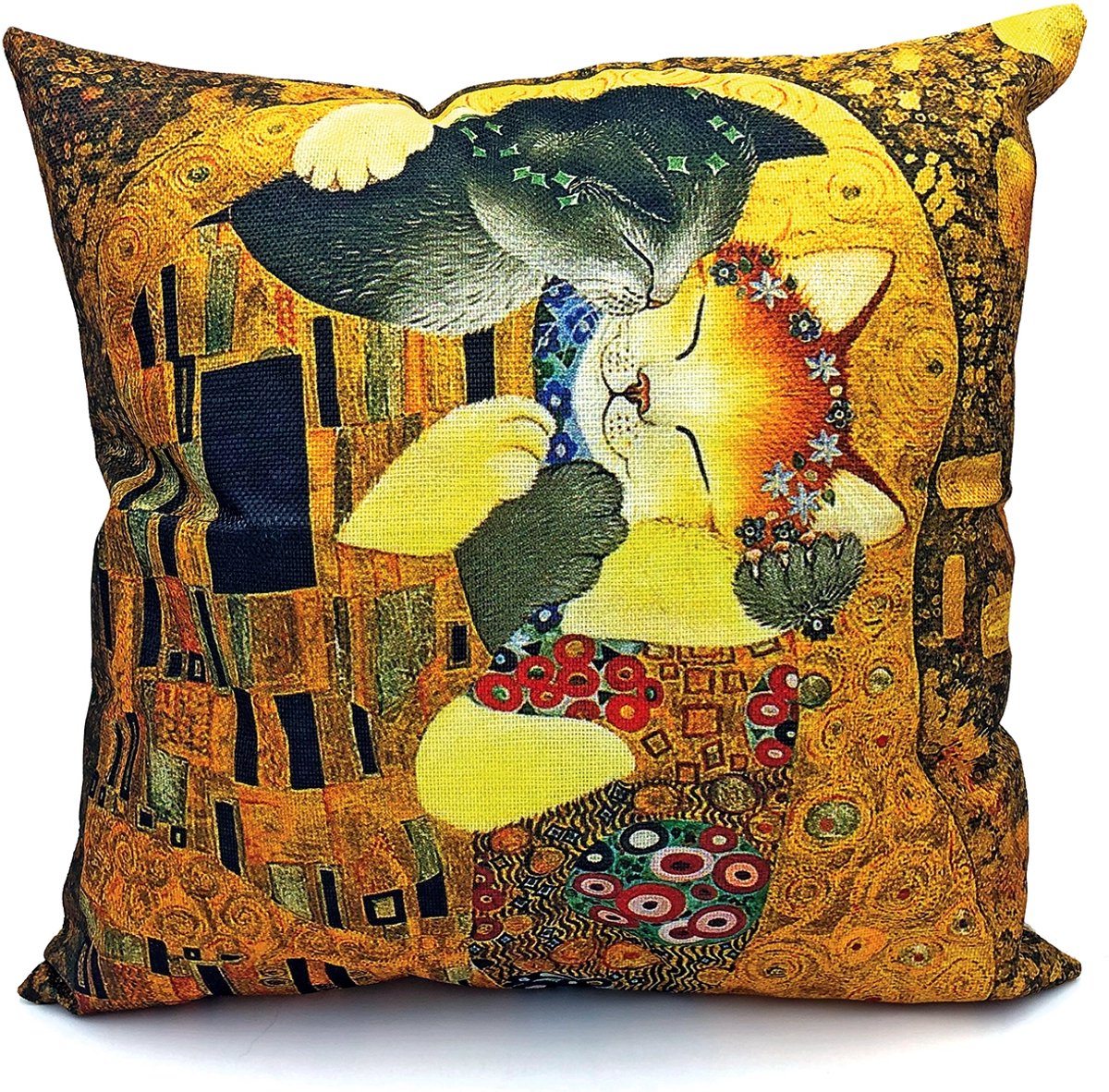 Sierkussen Kat - Kat Kussenhoes - Klimt The Kiss - 45 x 45 cm
