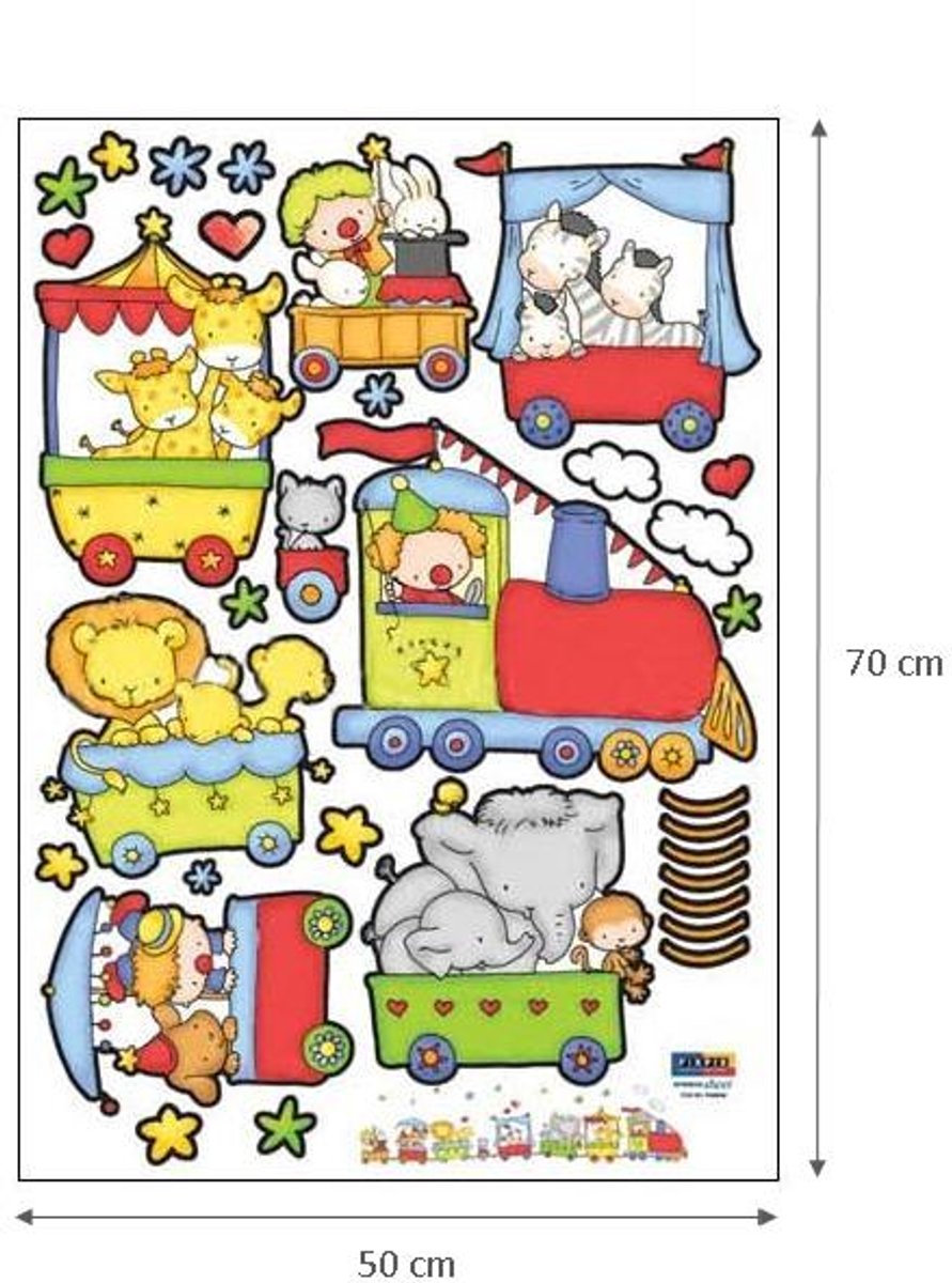 Muurstickers, decoratieve stickers, treinen, dieren, circus