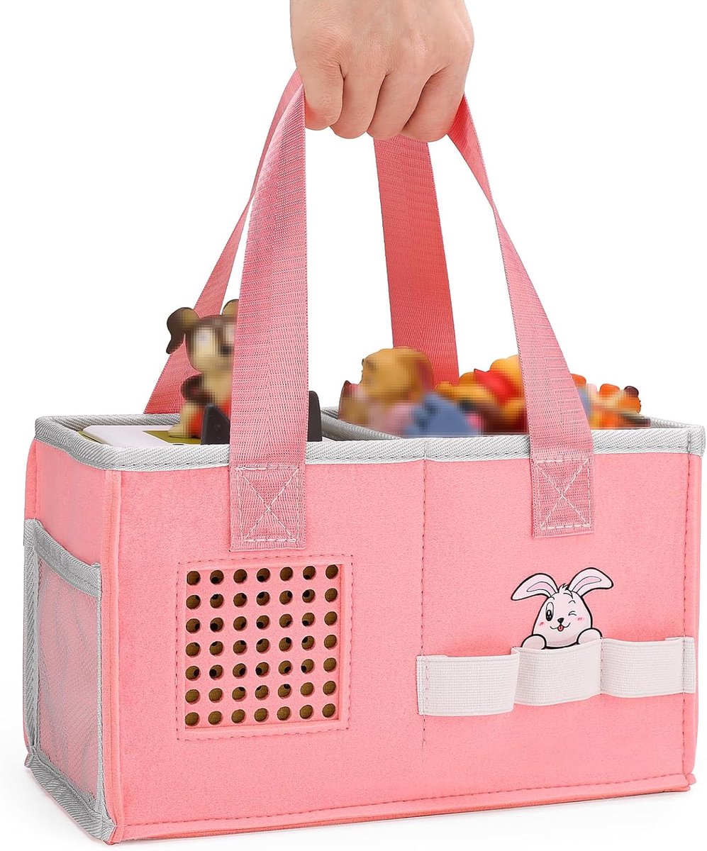 Opbergtas - Draagbare Koffer - Educatief Speelgoed - Water- en Krasbestendig - 26x14x15 cm - Roze