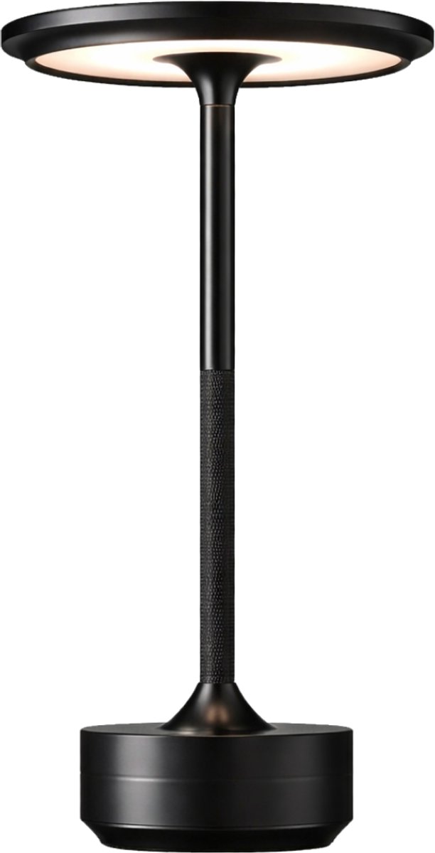 Draadloze LED Tafellamp – Oplaadbaar & Dimbaar – Touch Bediening – Spatwaterdicht – Binnen & Buiten – Modern Design – 27 cm – Zwart