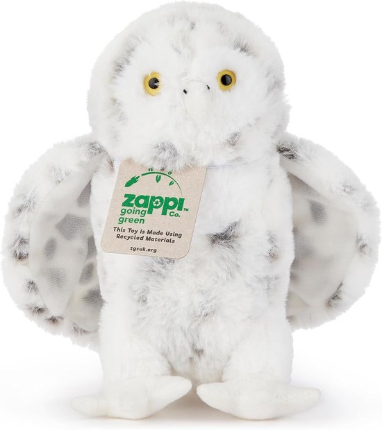 Pluche Uil - Knuffeldier Speelgoed - Knuffelen en Spelen - Gemaakt van gerecycled materiaal - 19 cm Hoog - Wit — afbeelding 4