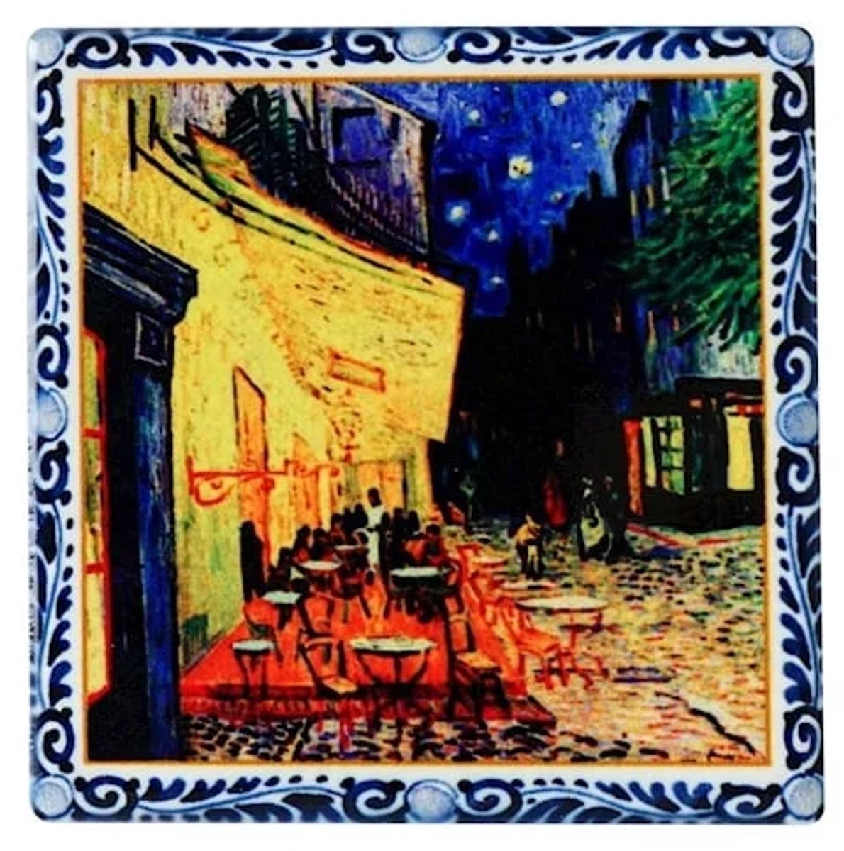 Magneet Caféterras bij nacht - Koelkast Magneet - Magneet